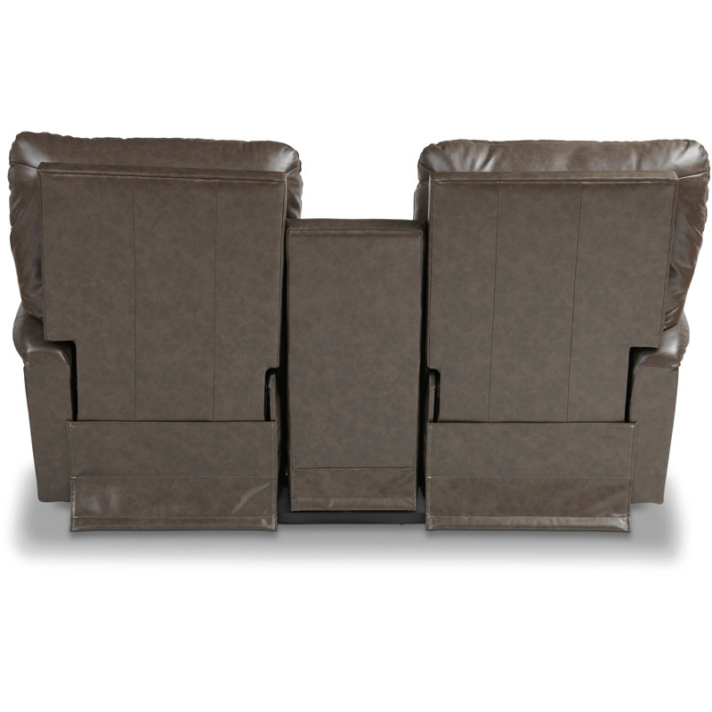 LaZBoy Mateo Leather Match Power Reclining Loveseat with Console and Power Headrests and